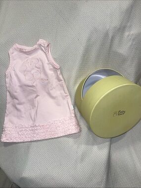 NWOT Baby TOUS Pink Sleeveless Teddy Bear Dress & Gift Box 6M